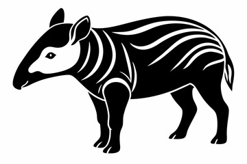 tapir silhouette line art vector illustration