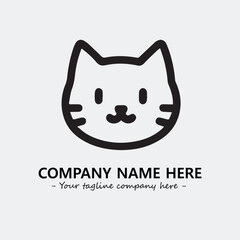Cat illustration black and white for logo company vector image