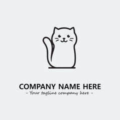 Cat illustration black and white for logo company vector image