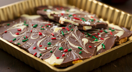 Delicious Christmas Chocolate Bark With Holiday Sprinkles Ready To Enjoy