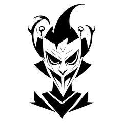 Monochrome Cartoonish Clown Face Graphic Vector