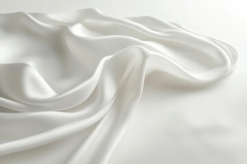 Obraz premium Draped white fabric with soft folds and subtle texture, elegant and luxurious.