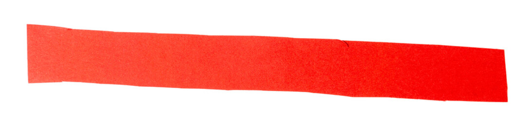 Red matte paper stripe on white background