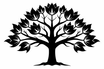 Obraz premium tulip tree silhouette line art vector illustration
