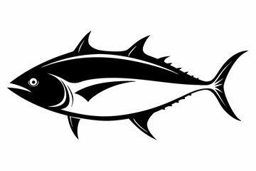 Obraz premium tuna silhouette line art vector illustration