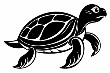 turtle silhouette line art vector illustration