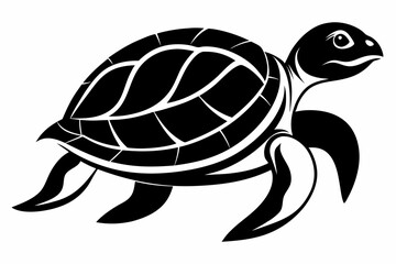 turtle silhouette line art vector illustration