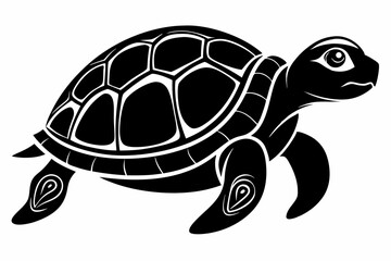 turtle silhouette line art vector illustration
