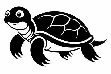 turtle silhouette line art vector illustration