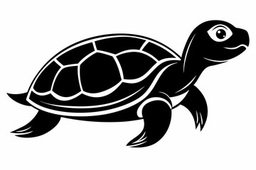 turtle silhouette line art vector illustration