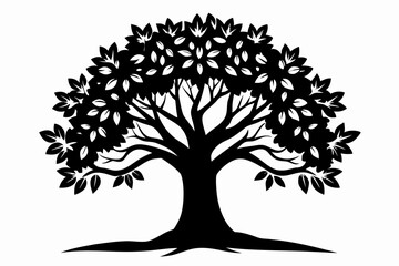 Fototapeta premium walnut tree silhouette line art vector illustration
