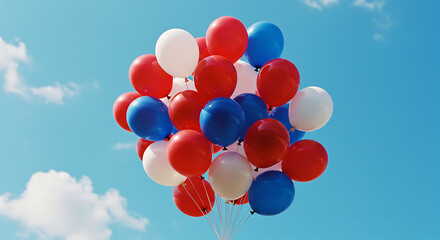 Colorful balloons floating in the sky against a blue background  