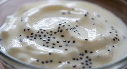 Delicious Creamy Yogurt Enhanced with Nutritious Chia Seeds For Healthy Diet
