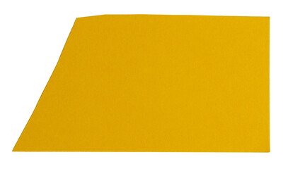 Isolated yellow polygon made of matte paper on white background