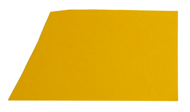 Isolated yellow polygon made of matte paper on white background