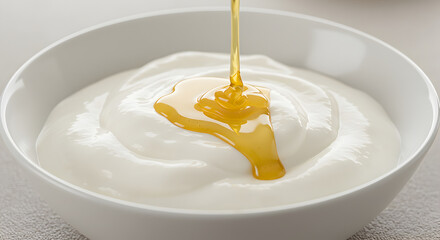 Creamy Yogurt With Golden Honey A Delicious And Healthy Breakfast