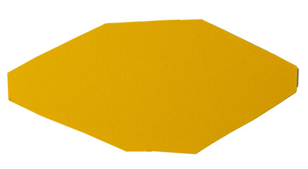 Isolated yellow polygon made of matte paper on white background