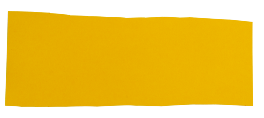 Yellow matte paper stripe on white background