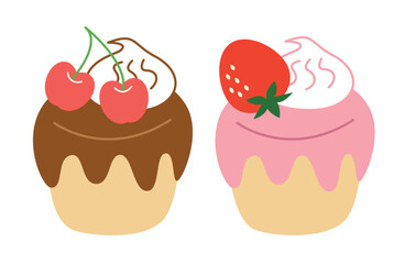 フルーツがのったカップケーキ