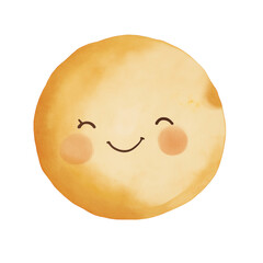 Smiling Sun Watercolor Illustration: Watercolor painting of a happy sun with a smiling face and blushing cheeks. Perfect for adding a touch of sunshine to your designs.