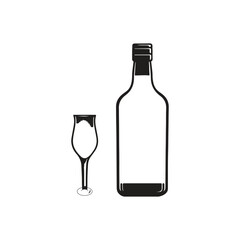 Elegant Brandy Bottle Isolated on White Background, Luxury Liquor Packaging, Glass Decanter for Whiskey or Cognac, HD High-Quality Product Shot