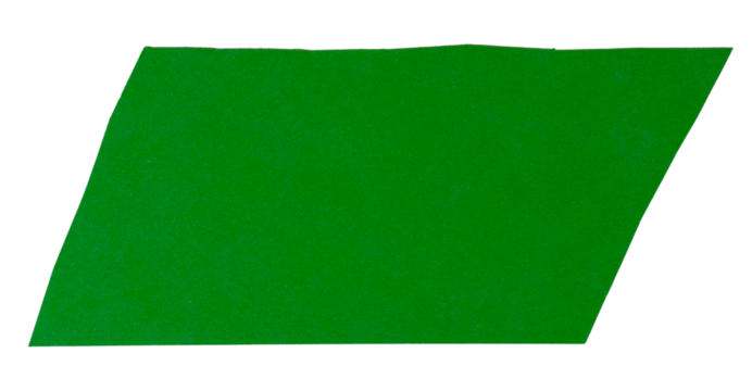 Isolated green rectangle made of matte paper on white background