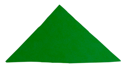 Isolated green triangle made of matte paper on white background