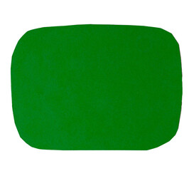 Isolated green oval made of matte paper on white background