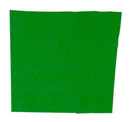 Isolated green square of matte paper on white background