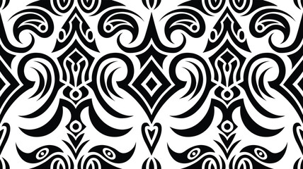 Tribal Tattoo Seamless Pattern| Vector geometric seamless pattern| Modern geometric background with abstract shapes| Endless abstract texture