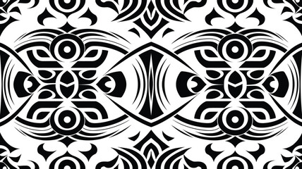 Tribal Tattoo Seamless Pattern| Vector geometric seamless pattern| Modern geometric background with abstract shapes| Endless abstract texture