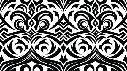 Tribal Tattoo Seamless Pattern| Vector geometric seamless pattern| Modern geometric background with abstract shapes| Endless abstract texture