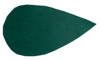 Isolated green oval made of matte paper on white background
