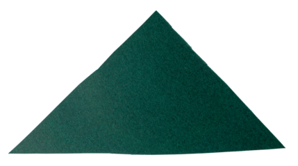 Isolated green triangle made of matte paper on white background