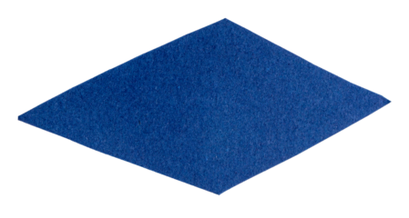 Isolated blue rhombus made of matte paper on white background