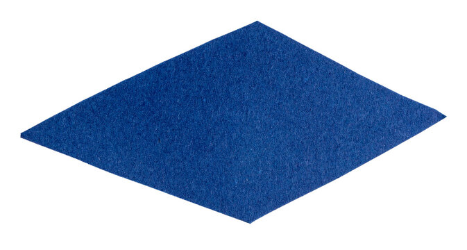 Isolated blue rhombus made of matte paper on white background