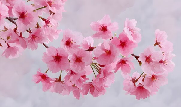 a nice brackground pattern of pink sakura flowers, Generative AI