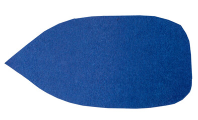 Isolated blue oval made of matte paper on white background