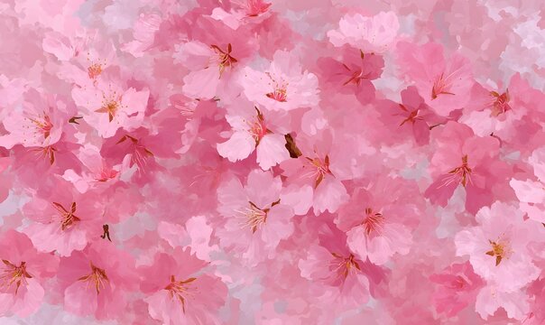 a nice brackground pattern of pink sakura flowers, Generative AI