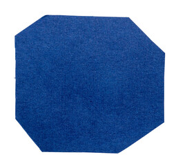 Isolated blue polygon made of matte paper on white background