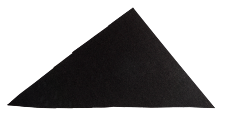 Isolated black triangle made of matte paper on white background