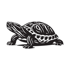 Colorful Red-Eared Slider silhouette, rich with turtle character – Red-Eared Slider illustration – minimalist Red-Eared Slider vector – Reptile silhouette

