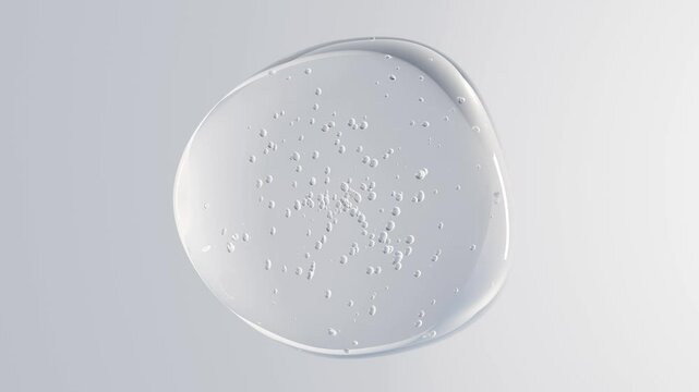 Transparent 3D molecules, liquid gel drops, bubbles. Cosmetic products for skin care, hyaluronic. Abstract animation video pattern. Healthcare and medicine designs concept,beauty.