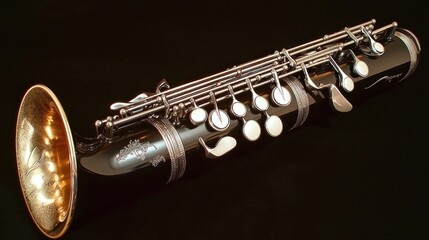 Fototapeta premium Black saxophone with intricate details