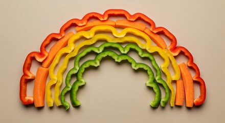 Vibrant Vegetable Rainbow Flat Lay: A Colorful and Healthy Food Concept