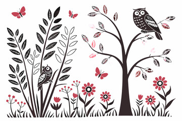 floral background with butterflies