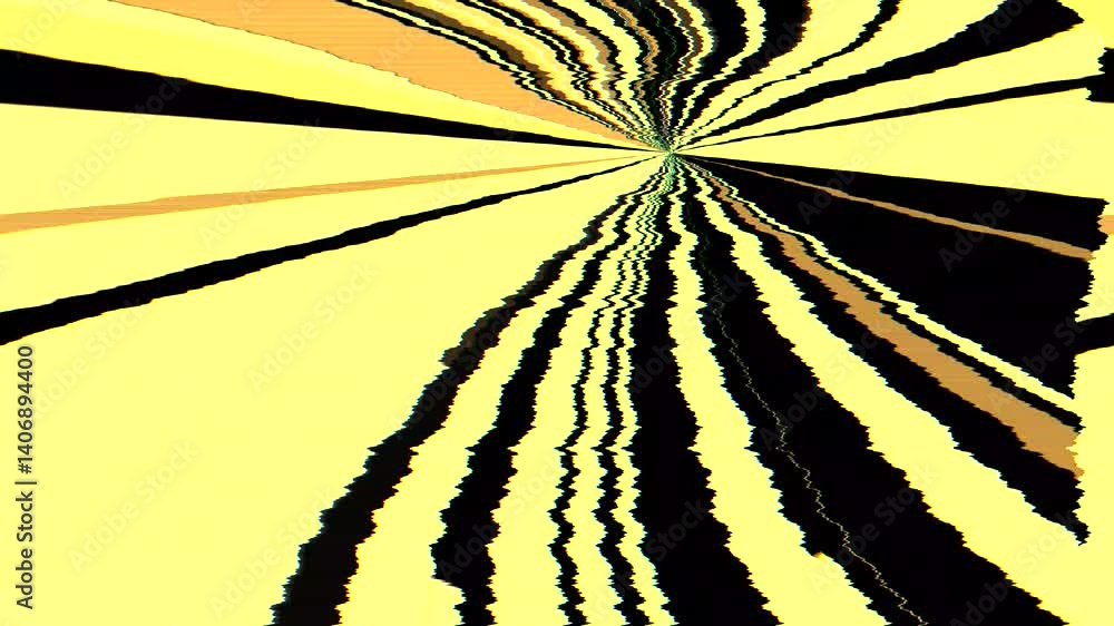 Poster distorted lines and ray lights animation with glitches and static effects
