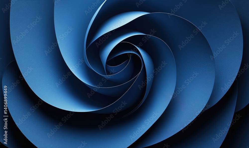 Poster abstract blue spiral design with layered curves and smooth textures