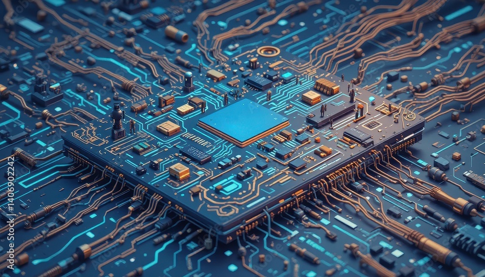Poster High-quality image of a circuit board showcasing intricate design and advanced technology in modern electronics