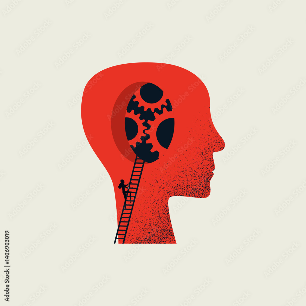 Poster business and artificial intelligence vector concept. symbol of ai technology, innovation, robotics. 